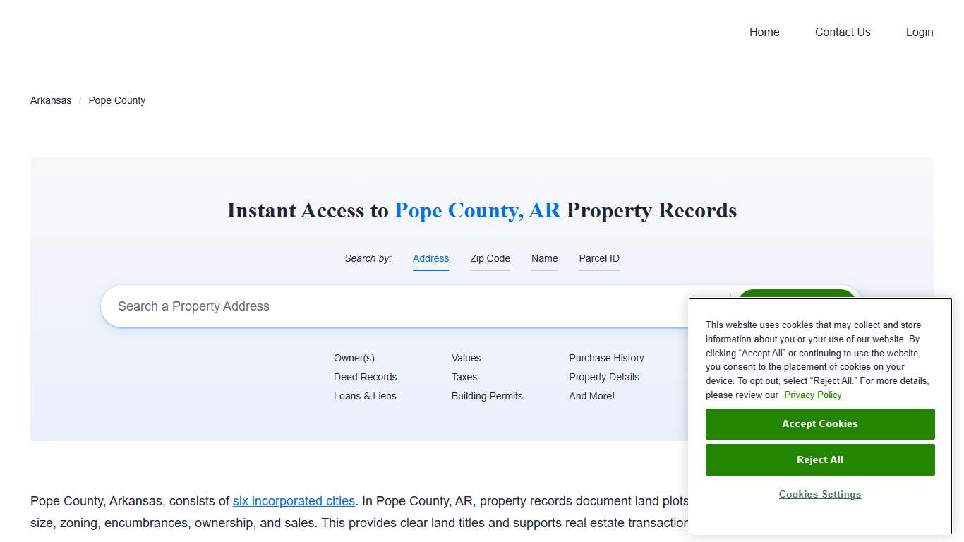 Pope County, AR Property Records Owners, Deeds, Permits